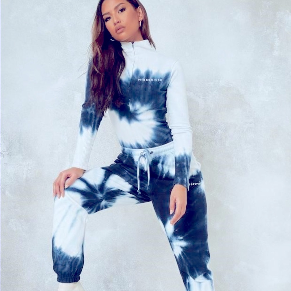 MissGuided Tie Dye track suit NAVY